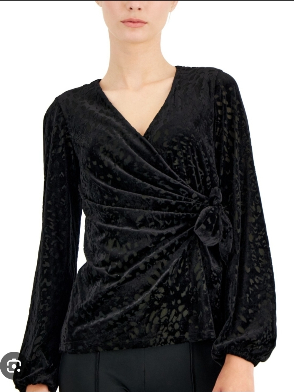 Alfani Black Velvet Wrap Blouse